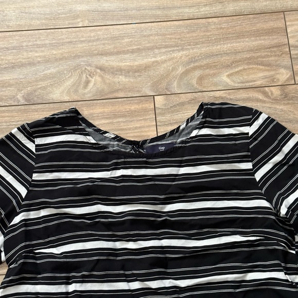 Gap Black & White Striped Long Sleeve Peplum Blouse Size Small - Picture 4 of 12